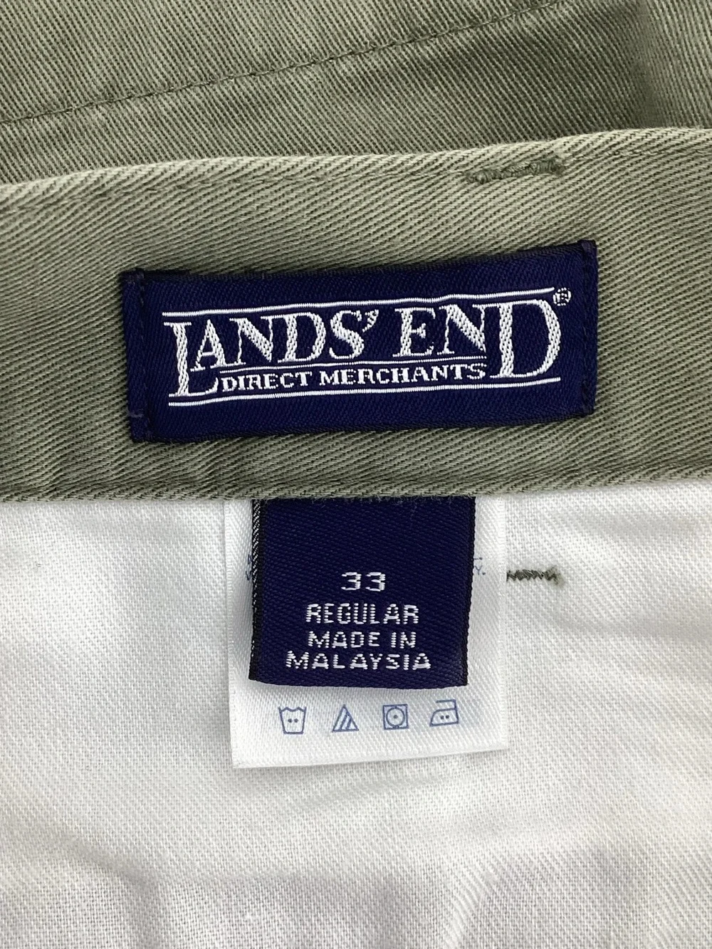 Lands' End Men's Olive Shorts - Light Green Flat Front